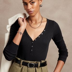 NEW Banana republic RIBBED HENLEY BODYSUIT